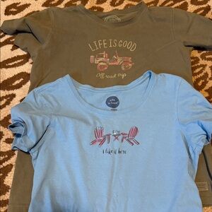 2 Life is Good womens S/M T-shirts Green/Blue
Cotton camping hiking casual Beach